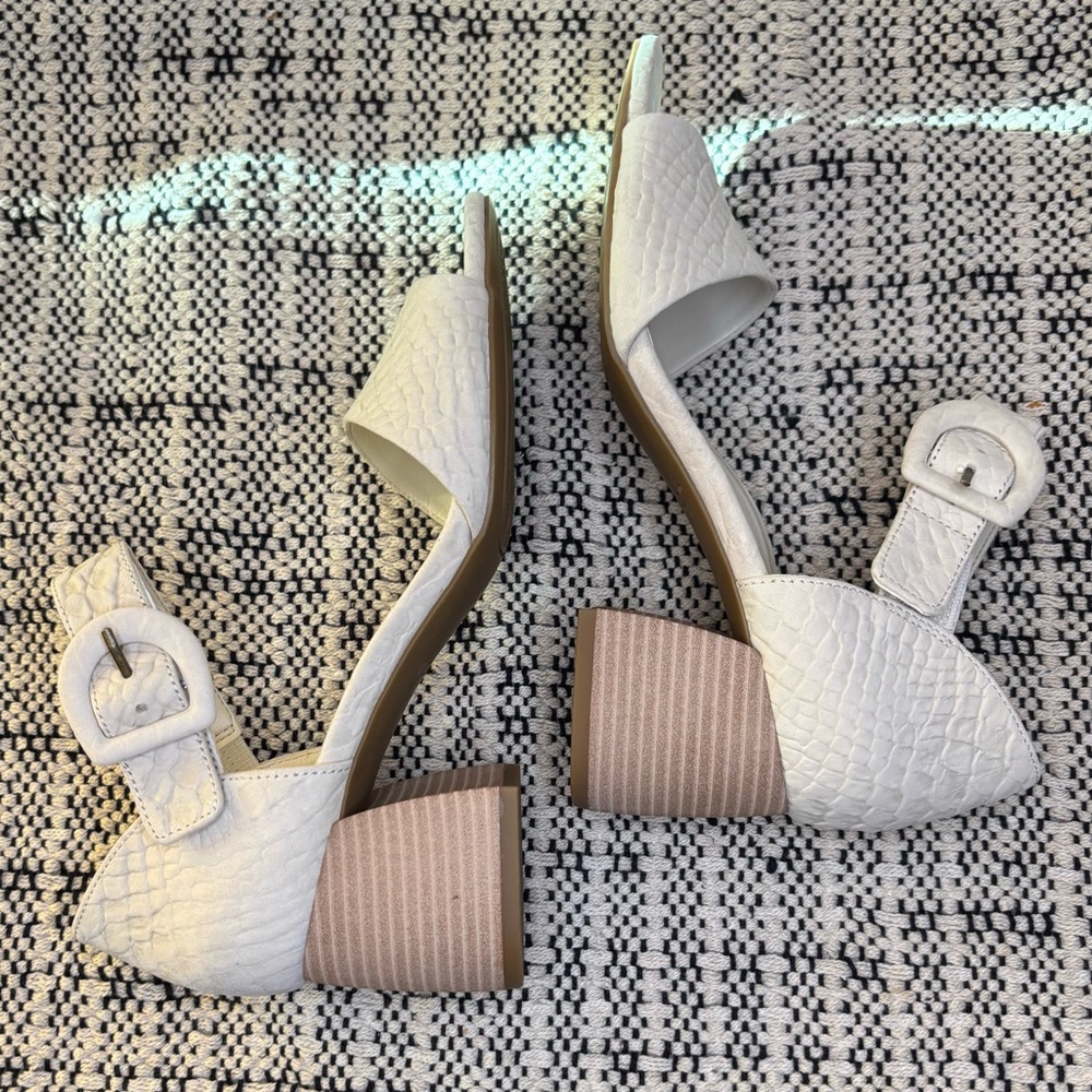 Vionic Chardonnay Block Heeled Sandal Cream Leather Size 8 - Picture 6 of 15